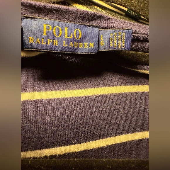 Ralph Lauren Fitted Blue and White Long Sleeve Tee - Picture 2 of 2